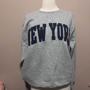 Gray New York Crew Neck Sweater